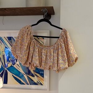 Zara Multicolor Floral Off-Shoulder Blouse